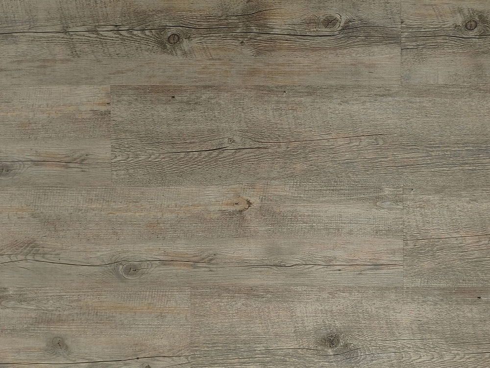 พื้น LVT สีเทาอ่อน ลายไม้สีน้ำตาล 7.25×48